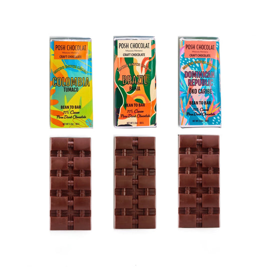 Single Origin COLOMBIA, BRAZIL & DOMINICAN REPUBLIC 70% Cacao BUNDLE