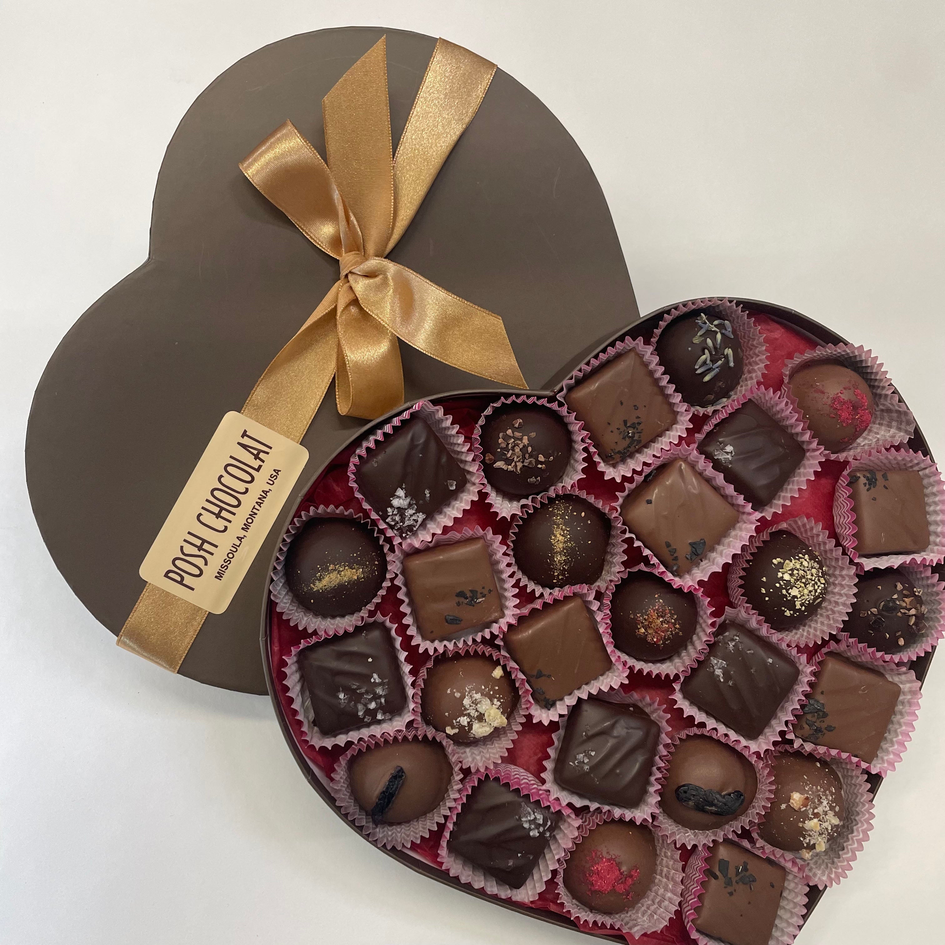 LARGE HEART BOX WITH ASSORTED TRUFFLES AND CHERRY CARAMELS